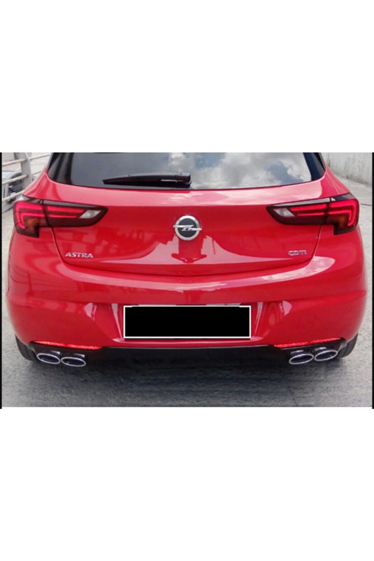 OPC Style Rear Diffuser + Chrome Exhaust Tip for Opel Astra K (2015–2021) – Piano Black Sport Set