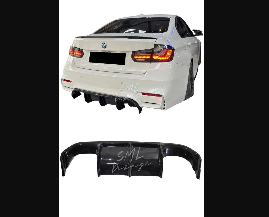 For BMW F30-F80 M3 Middle Part Rear Bumper Diffuser – Gloss Black Plastic