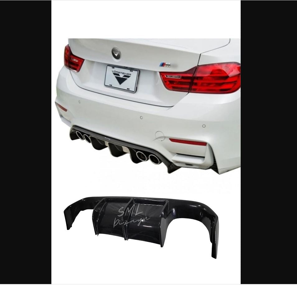 For BMW F30-F80 M3 Middle Part Rear Bumper Diffuser – Gloss Black Plastic