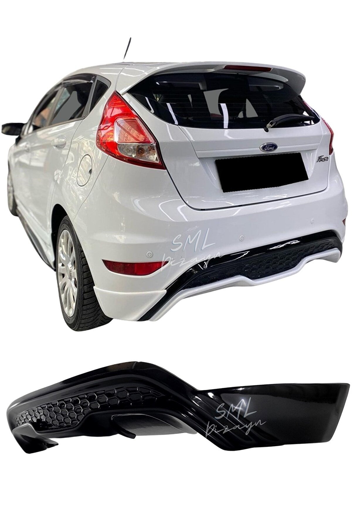 For Ford Fiesta 2009–2017 ST-Line Rear Diffuser Extension – Unpainted Rear Bumper Attachment