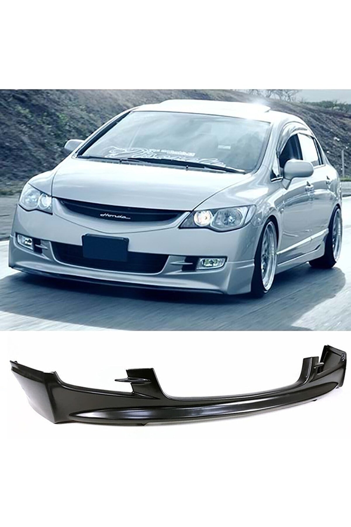 For Honda Civic FD6 (2006–2009) Non-Facelift Front Lip Mugen Prefix – ABS Plastic Unpainted & Unprimed