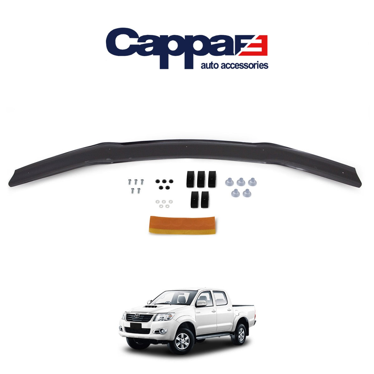 Glossy Black Front Hood Bug Shield & Deflector for Toyota Hilux (2012–2015) – Hood Protection Spoiler Guard