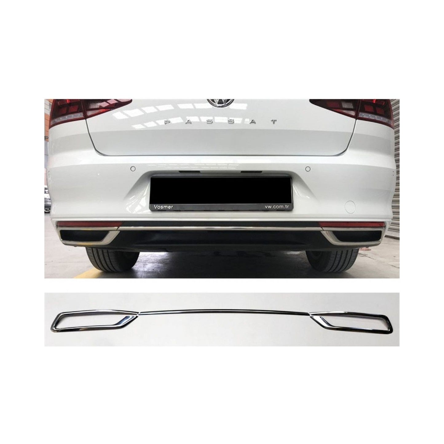 For Volkswagen Vw Passat B8.5 (2019–2021) Chrome Exhaust-Look Diffuser – High Quality