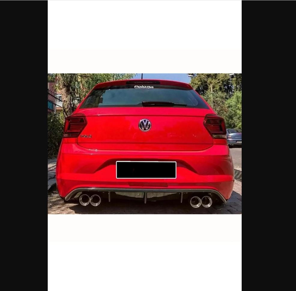Rear Diffuser Spoiler for VW Volkswagen Polo Mk6 R-Line (2018–2020) – Gloss Black Dual-Single Exit | Sport Body Kit Upgrade