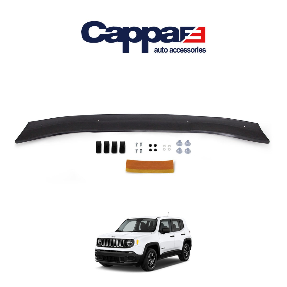 For Jeep Renegade 2015+ Front Hood Deflector – Glossy Black Bug Shield Spoiler Guard | Auto Styling Upgrade