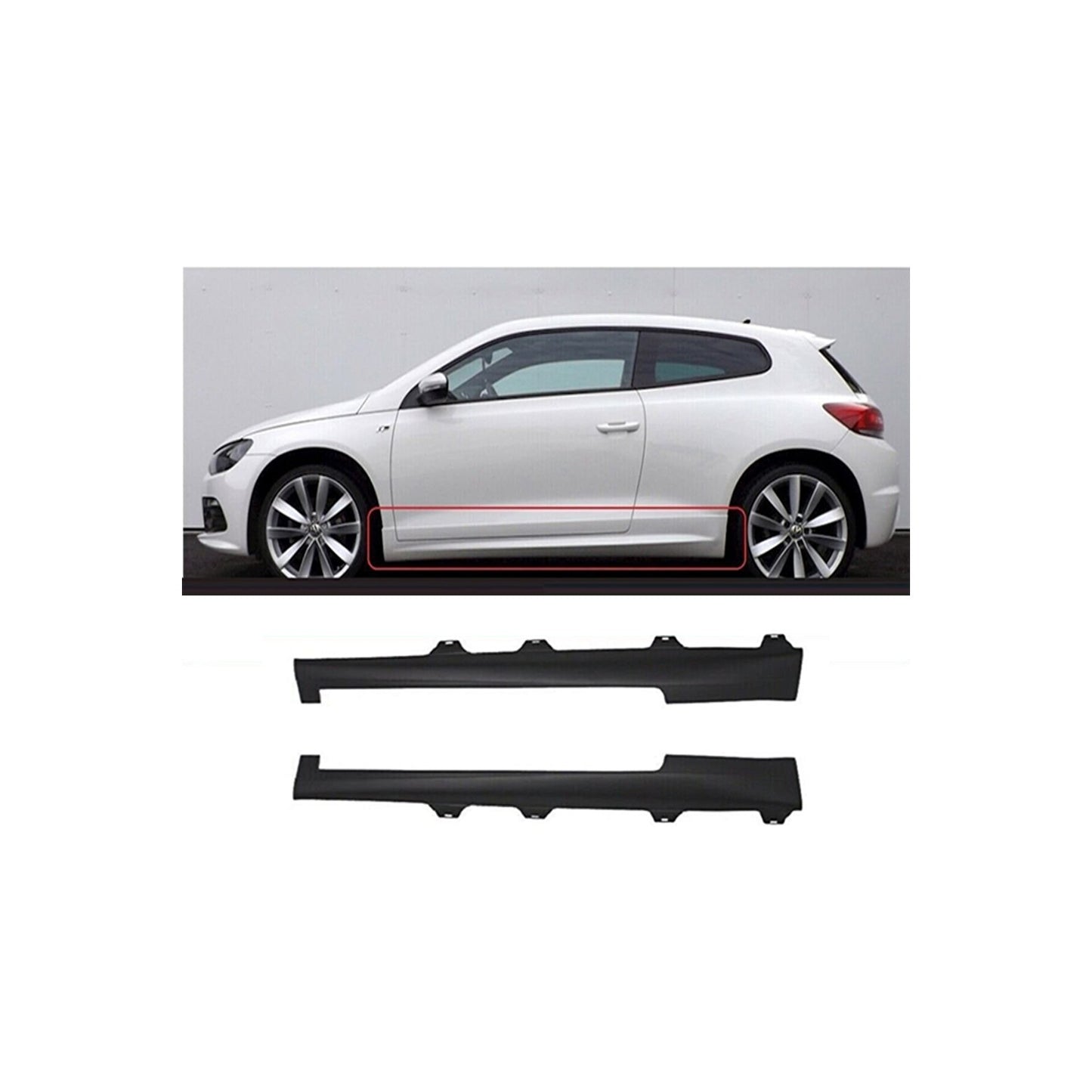 Full Aero Styling Kit for Volkswagen VW Scirocco R (2008–2014) – Side Skirts, Lip Splitter, Mud Flaps & Bumper Trim