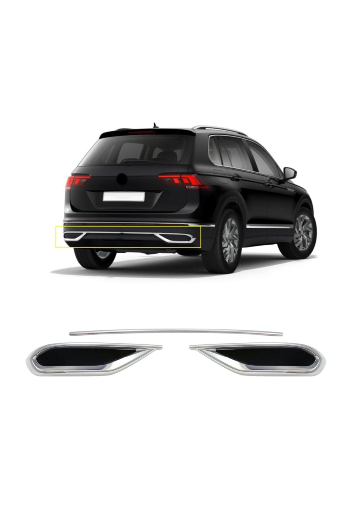 Chrome Exhaust Diffuser for VW Volkswagen Tiguan 2 (2020–2024) – Sporty Rear Upgrade