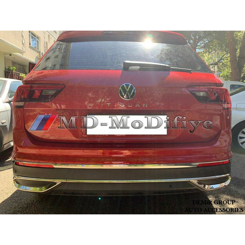 Chrome Exhaust Diffuser for VW Volkswagen Tiguan 2 (2020–2024) – Sporty Rear Upgrade