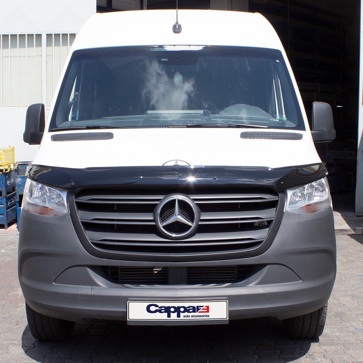 For Mercedes-Benz Sprinter W907 Front Hood Protection Spoiler (2018–2025) – Bug Shield Hood Deflector Guard