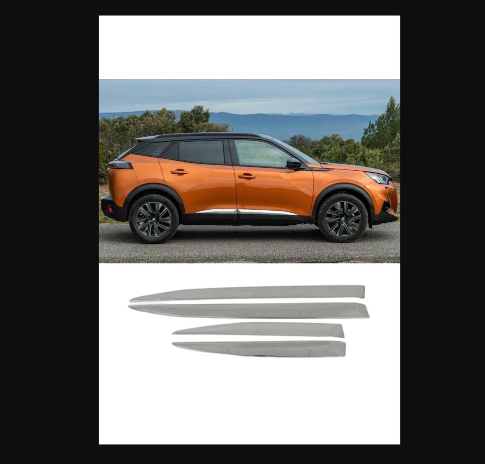 Chrome Side Door Trim Set for Peugeot 2008 (2020–2026) – 4PCS Exterior Styling Molding