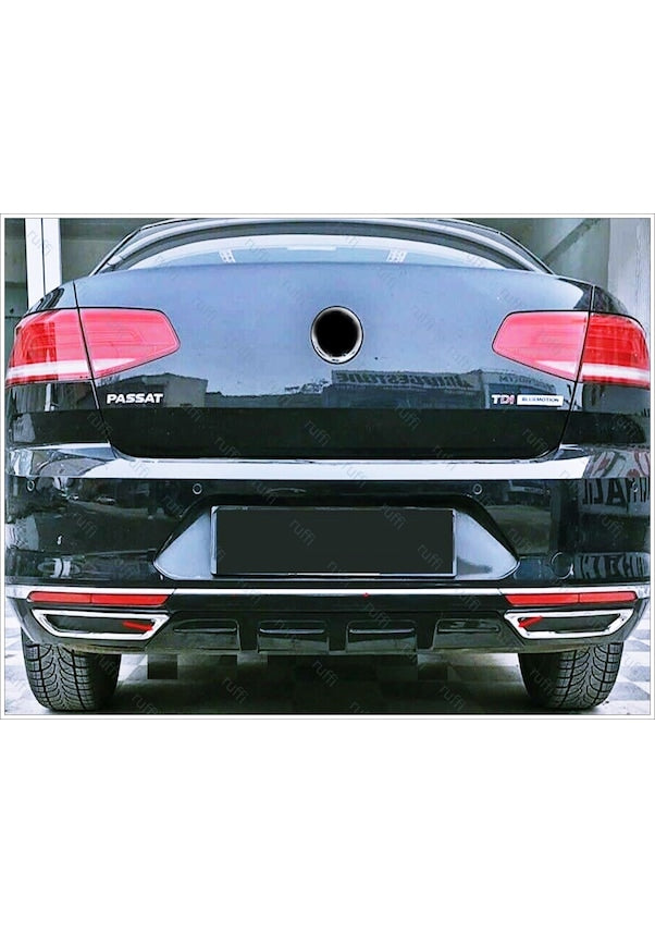 For Vw Volkswagen Passat B8 (2014–2022) Chrome Rear Bumper Lower Trim – 3-Piece Set
