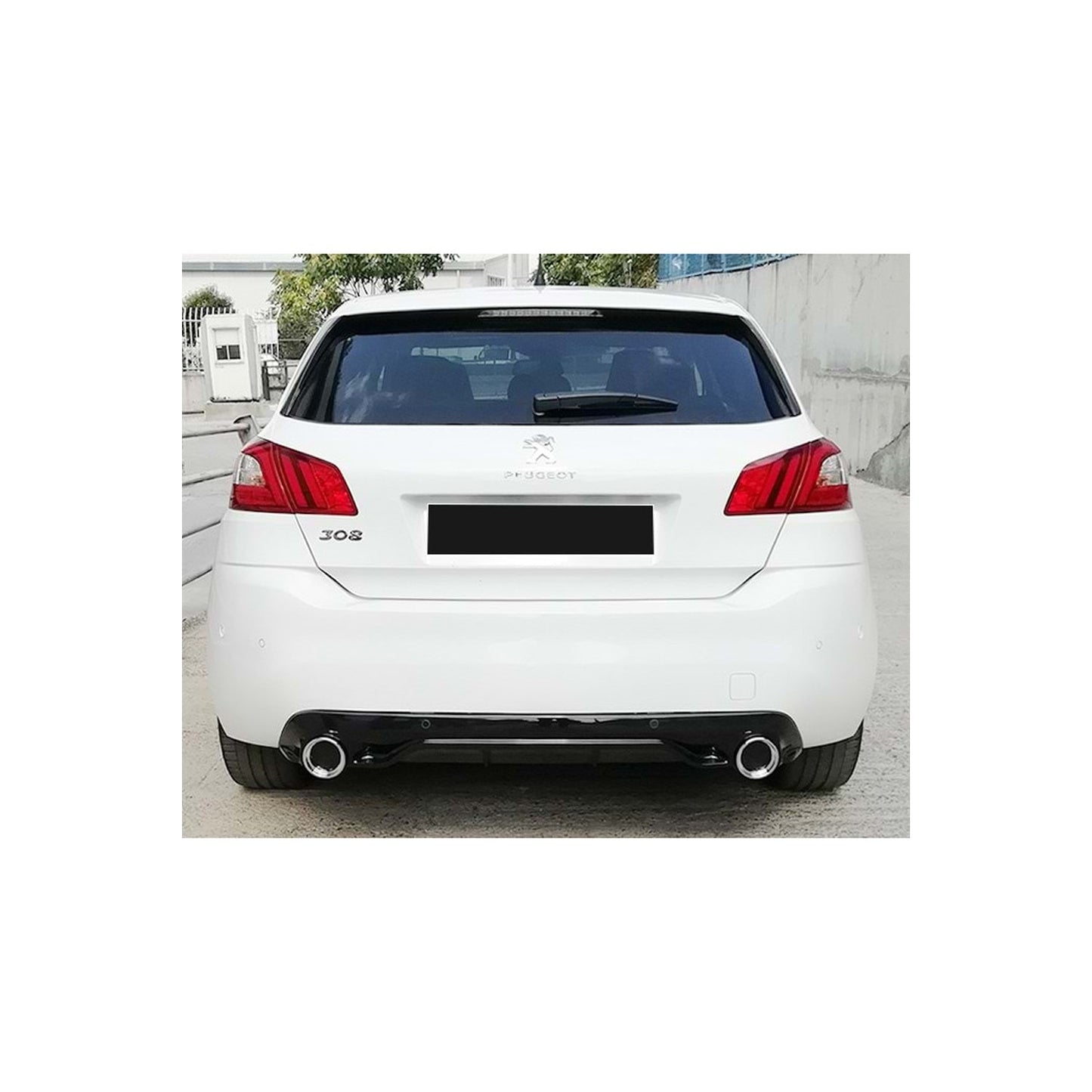 Racer Rear Diffuser + Chrome Exhaust Tips for Peugeot 308 (2013–2019) – Piona Black Sport Kit