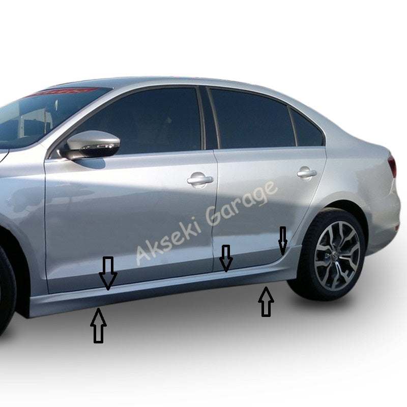 Side Skirts for Volkswagen VW Jetta MK6 / MK6 FL (2010–2018) – 4-Door, 2-Piece Set, Unpainted Plastic Sill Trims