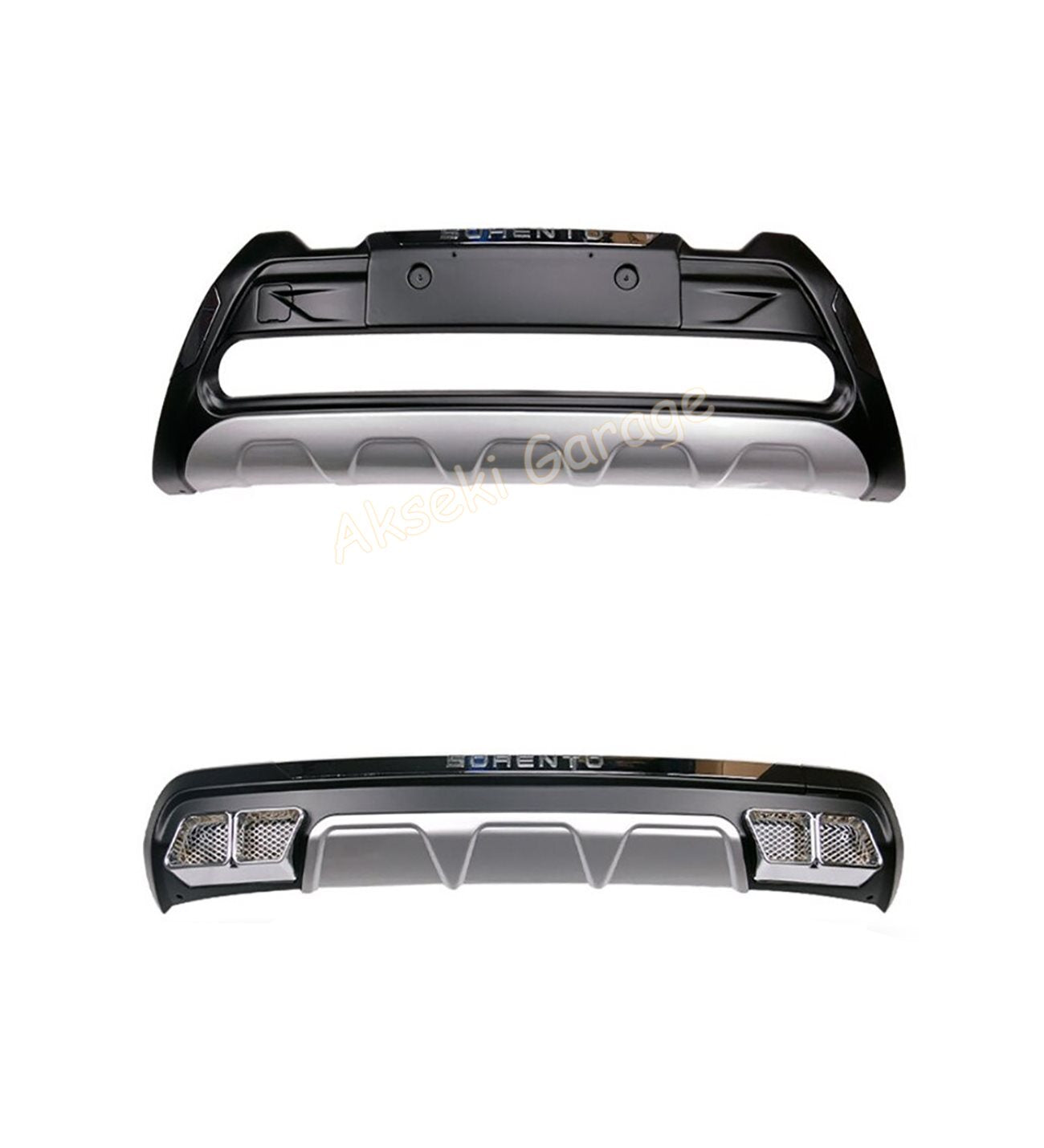 For Kia Sorento 2015–2017 Front & Rear Bumper Protection Diffuser Set – Glossy Black Styling Kit