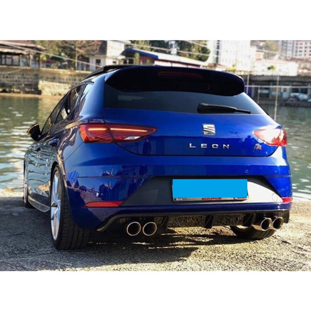 Dual Outlet Rear Diffuser for Seat Leon Mk3.5 (2017–2020) – Custom Style, Piano Black Finish