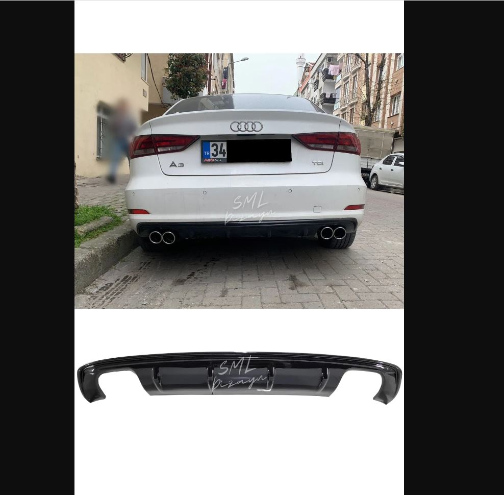 
                  
                    Gloss Black Rear Diffuser for Audi A3 8V Sedan & Cabrio (2013–2017) – Sport Rear Bumper Upgrade
                  
                