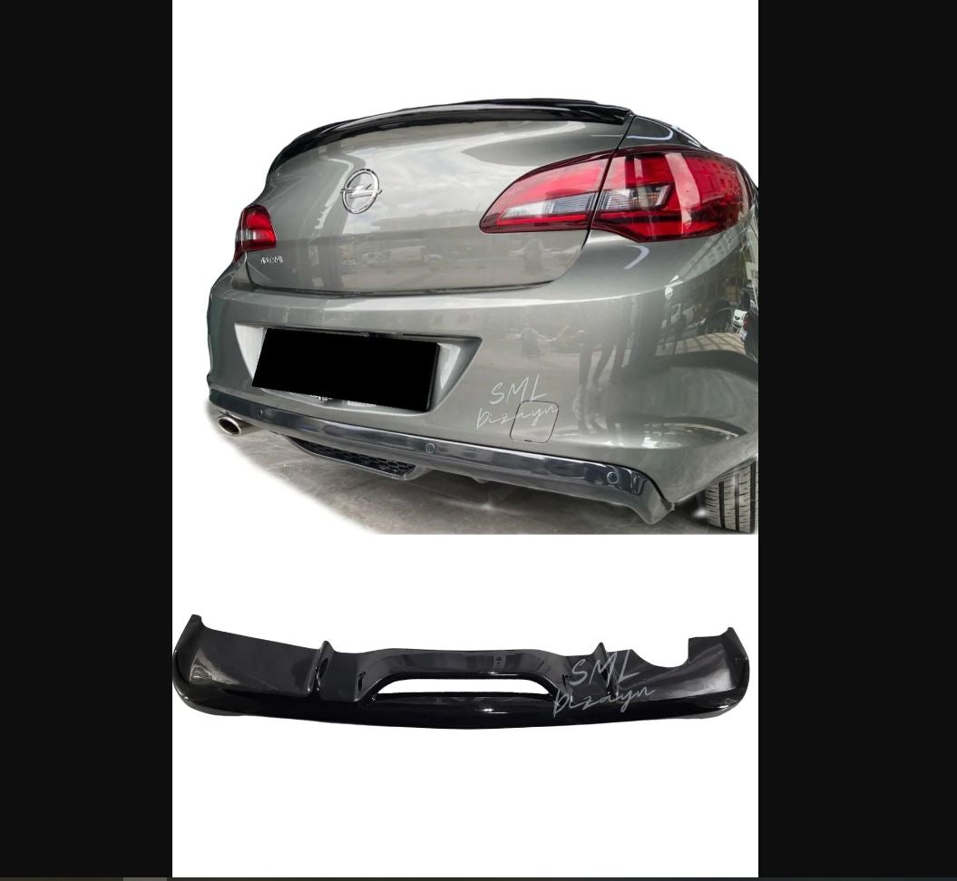 Glossy Black Plastic Rear Diffuser for Opel Astra J Sedan – Additional Bumper Styling