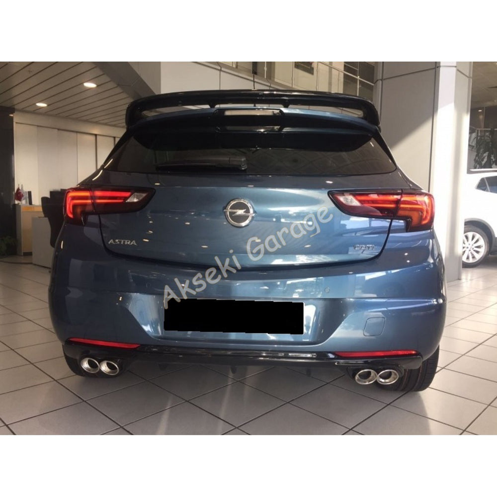 OPC Style Rear Diffuser + Chrome Exhaust Tip for Opel Astra K (2015–2021) – Piano Black Sport Set