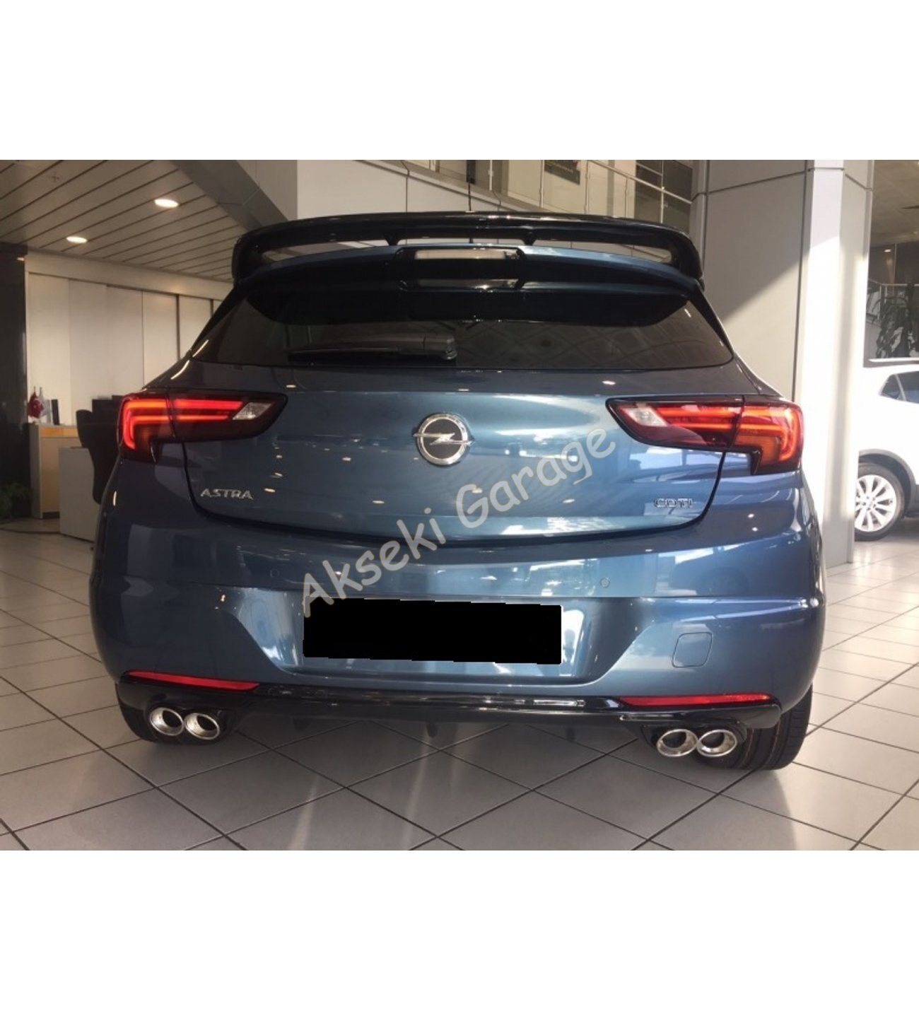 OPC Style Rear Diffuser + Chrome Exhaust Tip for Opel Astra K (2015–2021) – Piano Black Sport Set