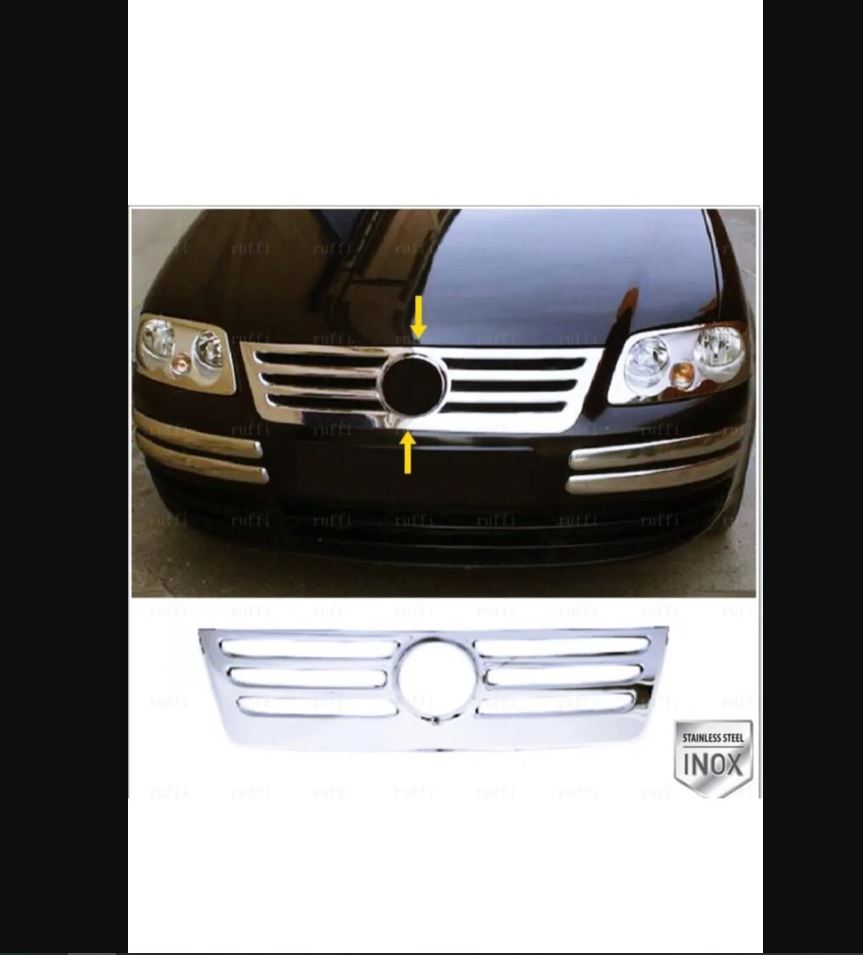 For Volkswagen VW Caddy Chrome Front Grille (1 Piece) 2004–2009 – Stainless Steel (Formed)