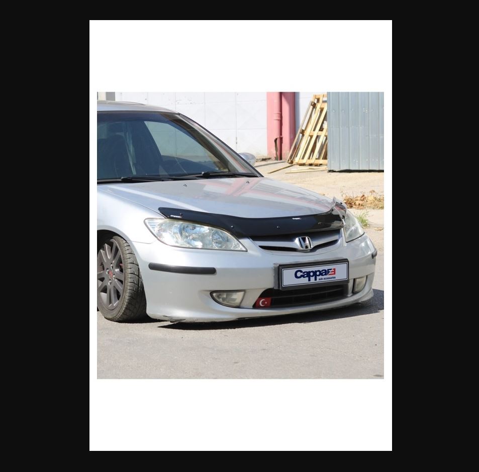 Glossy Black Front Hood Deflector for Honda Civic (1995–2000) – Bug Shield & Hood Protection Spoiler