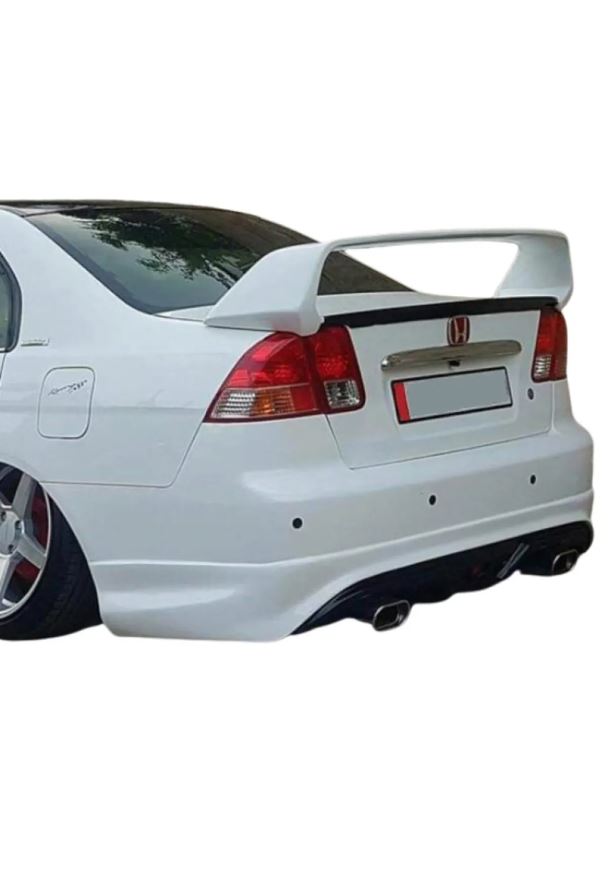Rear Bumper Attachment for Honda Civic VTEC2 (2001–2006) – Unpainted Plastic Replacement, OEM Fit