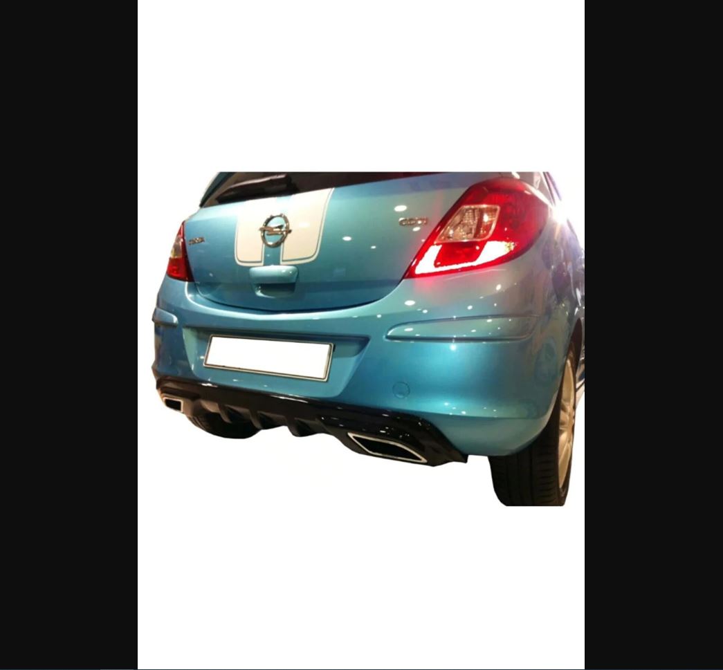 Sport Rear Diffuser + Chrome Exhaust Tip for Opel Corsa D (2011–2014) – Piano Black Finish
