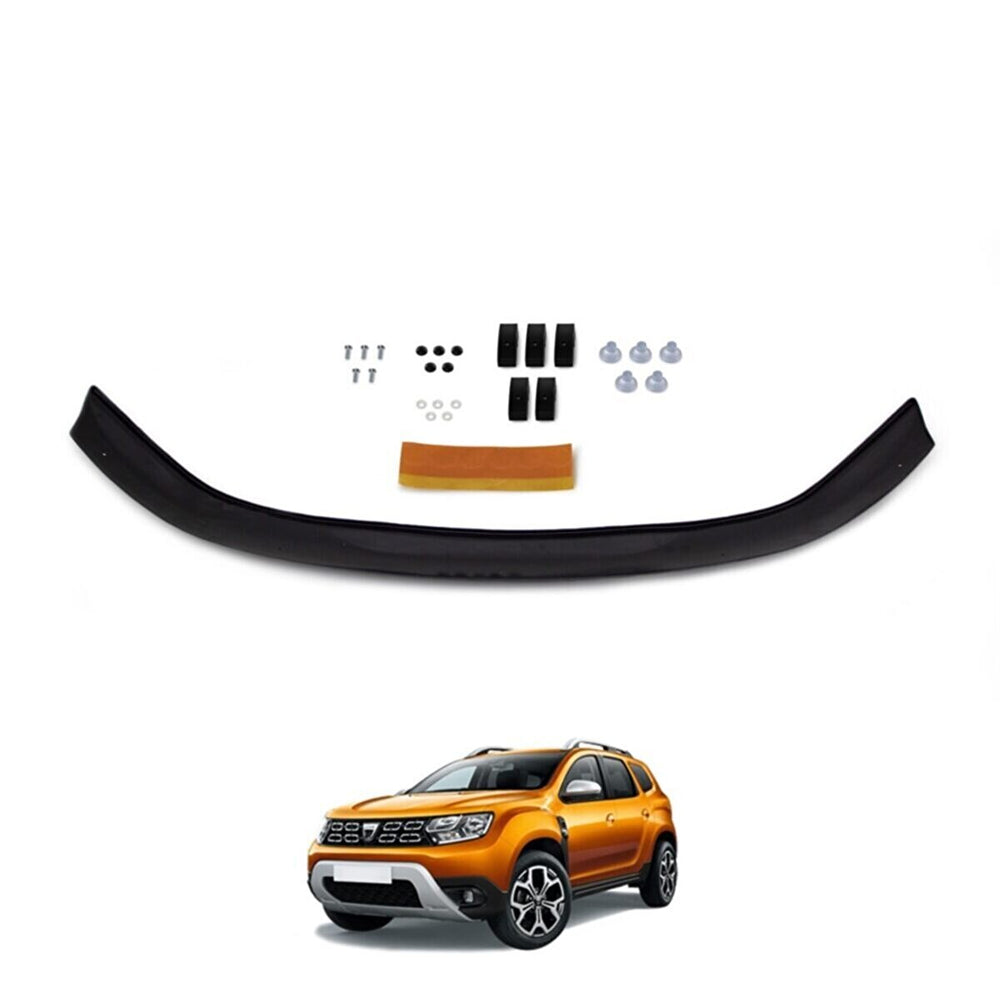 For Dacia Duster 2018–2024 Glossy Black Hood Deflector – Front Bug Shield & Bonnet Protection Spoiler