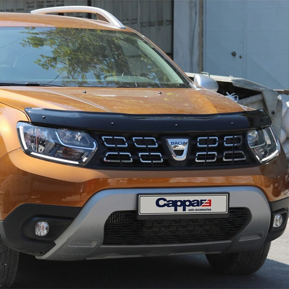 For Dacia Duster 2018–2024 Glossy Black Hood Deflector – Front Bug Shield & Bonnet Protection Spoiler