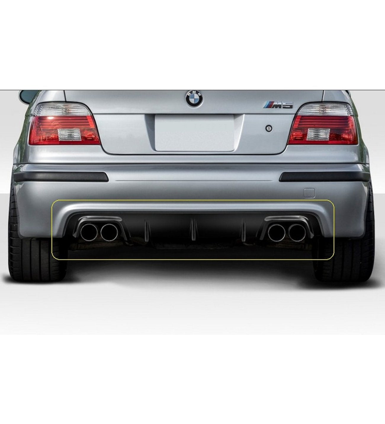 For BMW E39 M Tec Rear Bumper Diffuser – TECH Style Gloss Black (1995–2004)