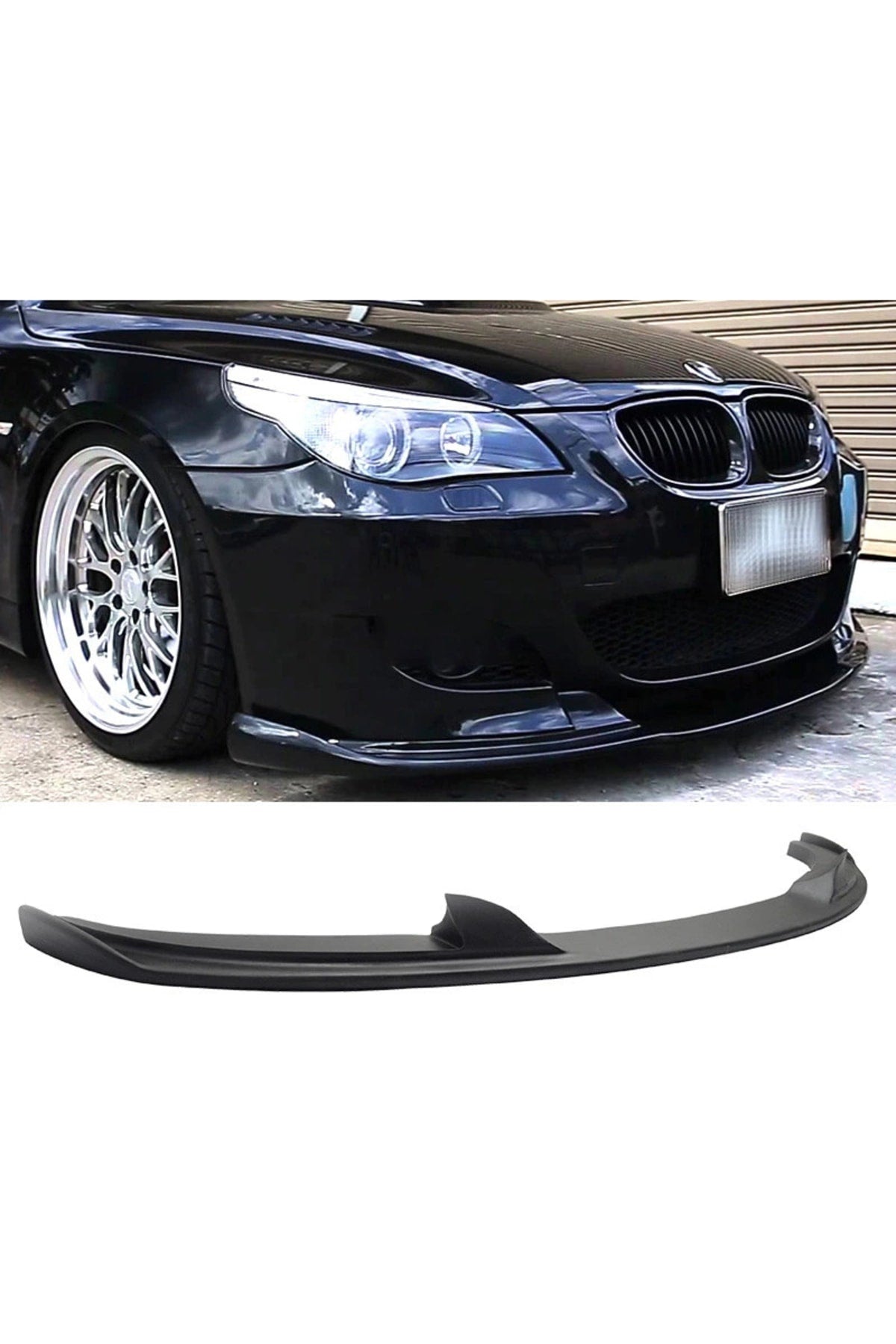 For BMW E60 5 Series Compatible M5 Front Bumper Lip – Piano Black (2003–2010)