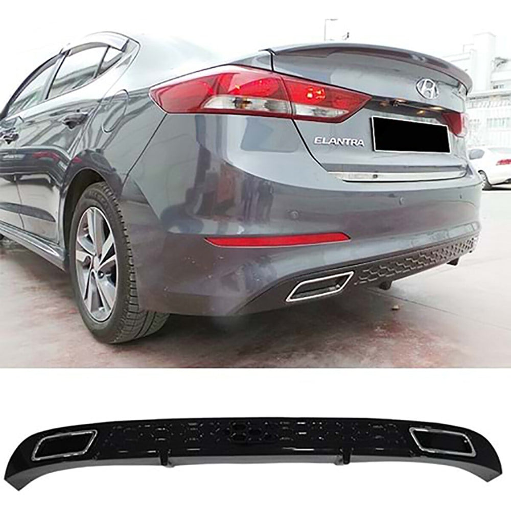 For Hyundai Elantra  Rear Diffuser Piano Black + Chrome Exhaust Tip (2015-2019)