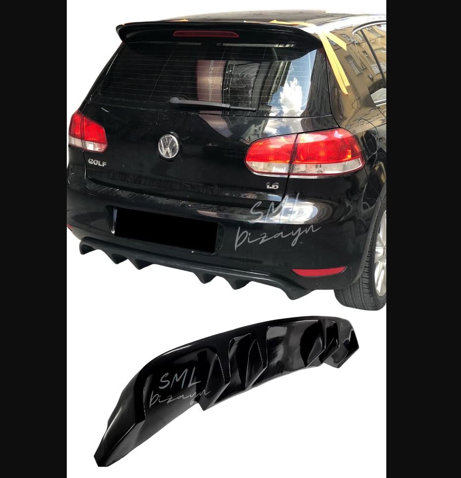 Aggressive Rear Diffuser for VW Volkswagen Golf 6 GTI (2008–2012) – Rieger Style Performance Look | ABS Plastic Bumper Lip