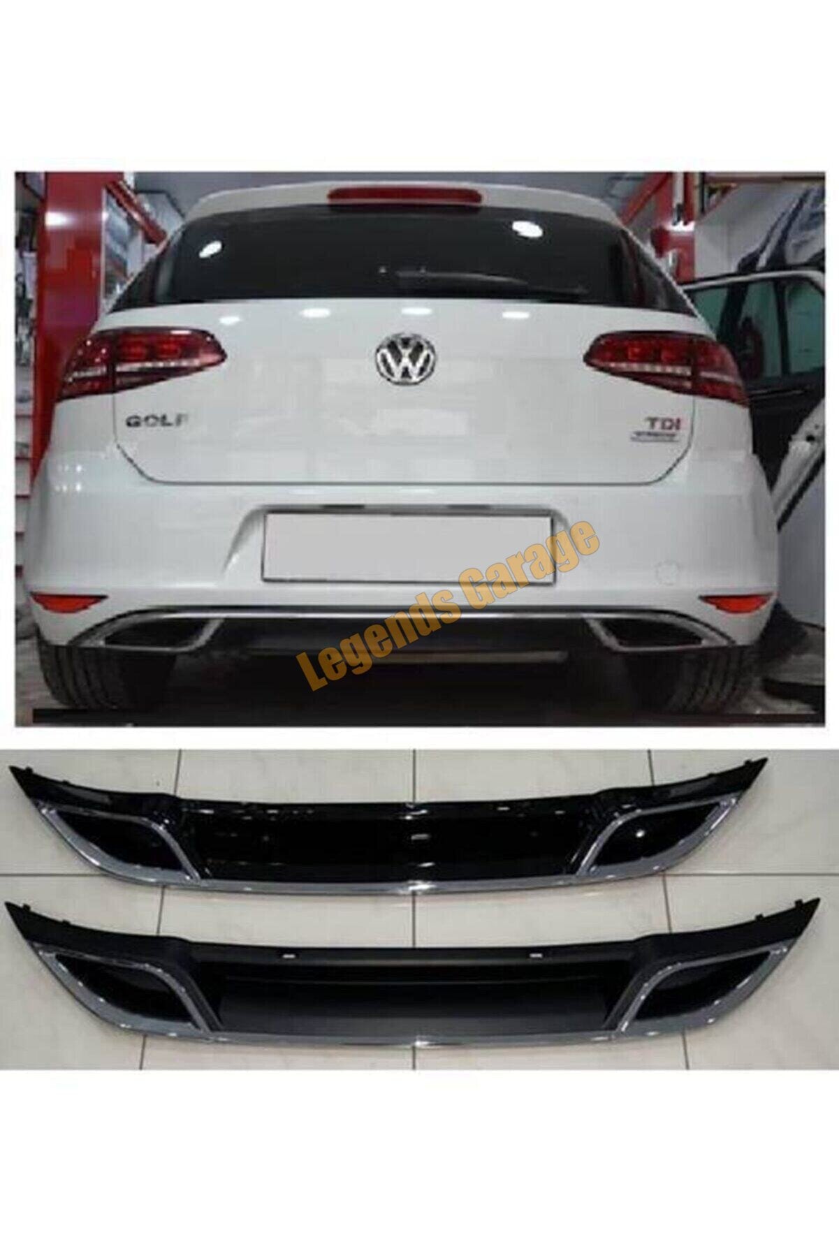 Glossy Black Rear Diffuser for VW Volkswagen Golf 7 & 7.5 MK7 (2012–2017) – Sporty Upgrade