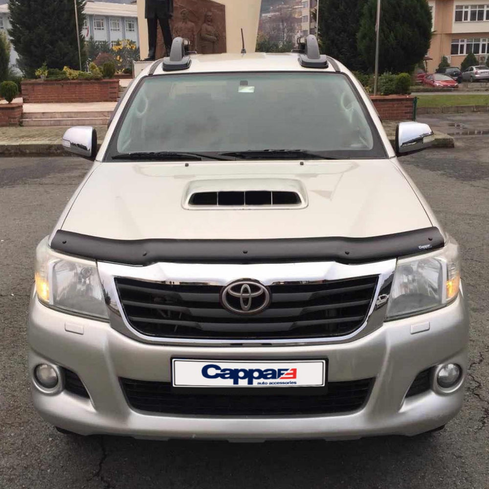 Glossy Black Front Hood Bug Shield & Deflector for Toyota Hilux (2012–2015) – Hood Protection Spoiler Guard
