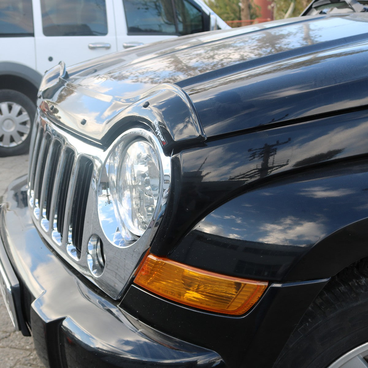 For Jeep Cherokee 2002–2008 Front Hood Deflector – Glossy Black Bug Shield & Hood Protection Spoiler