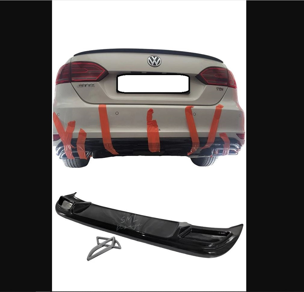 Piano Black Rear Diffuser for VW Volkswagen Jetta Non-Facelift (2011–2014) – Exhaust Look Plastic Attachment
