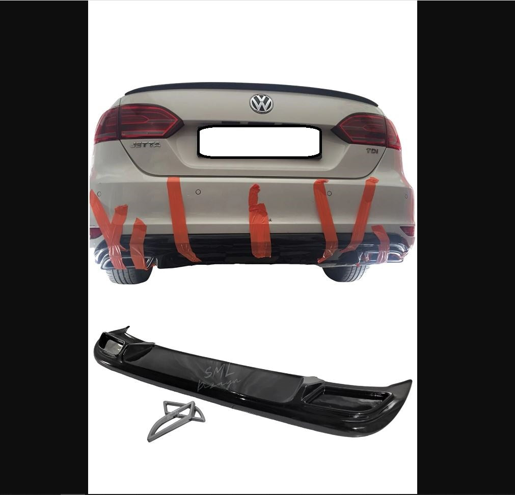 Piano Black Rear Diffuser for VW Volkswagen Jetta Non-Facelift (2011–2014) – Exhaust Look Plastic Attachment