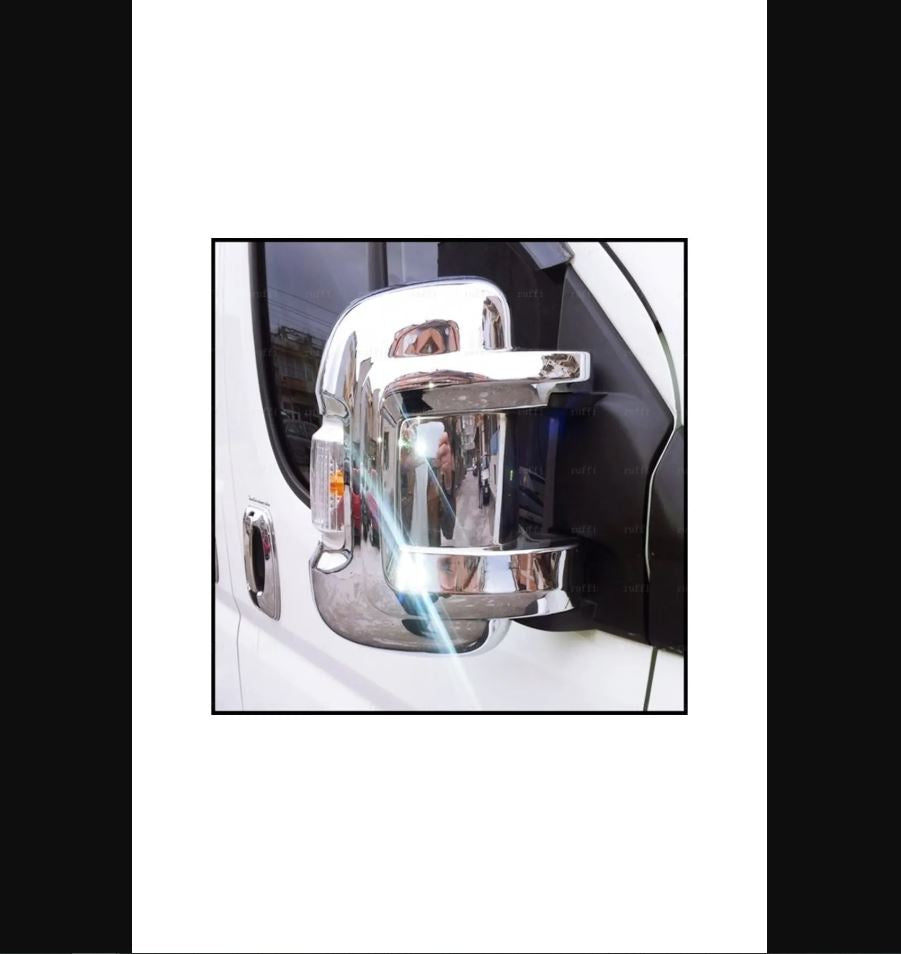 
                  
                    Premium Stainless Steel Chrome Mirror Covers for Citroen Jumper (2 pcs) | Fits 2006 & Newer Models
                  
                