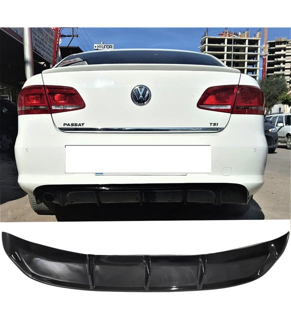 Rear Diffuser for VW Volkswagen Passat B7 (2011–2014) – Glossy Black Finish, Durable Plastic