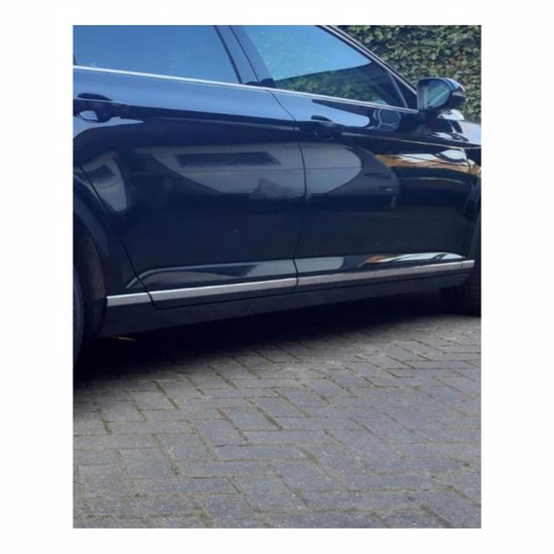 For Volkswagen VW Passat B8 Full Chrome Exterior Trim Kit – 14-Piece Set (2015–2019) Rear Bumper Trim (3 pcs) + Front Bumper Trim (3 pcs) + Side Door Chrome Molding (8 pcs)