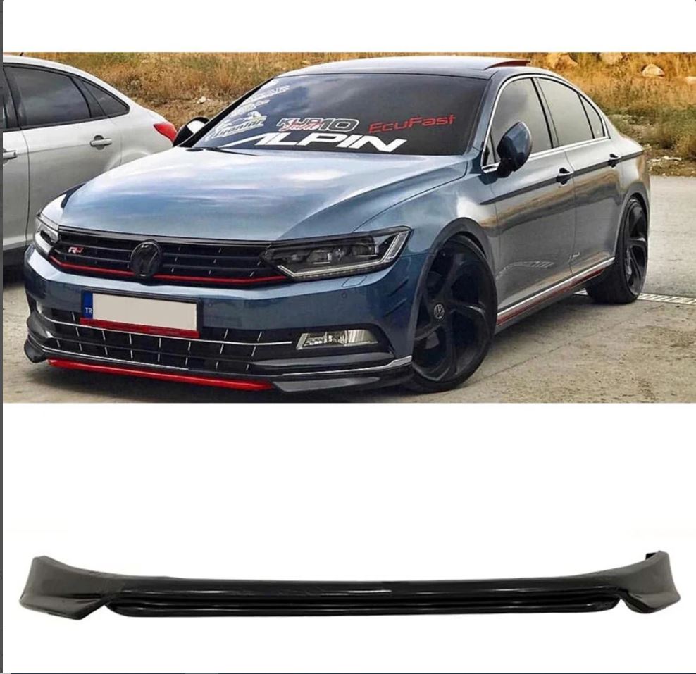 Front Lip Splitter for VW Volkswagen Passat B8 (2015–2019) – ABS Plastic Bumper Extension Spoiler | Unpainted & Unprimed