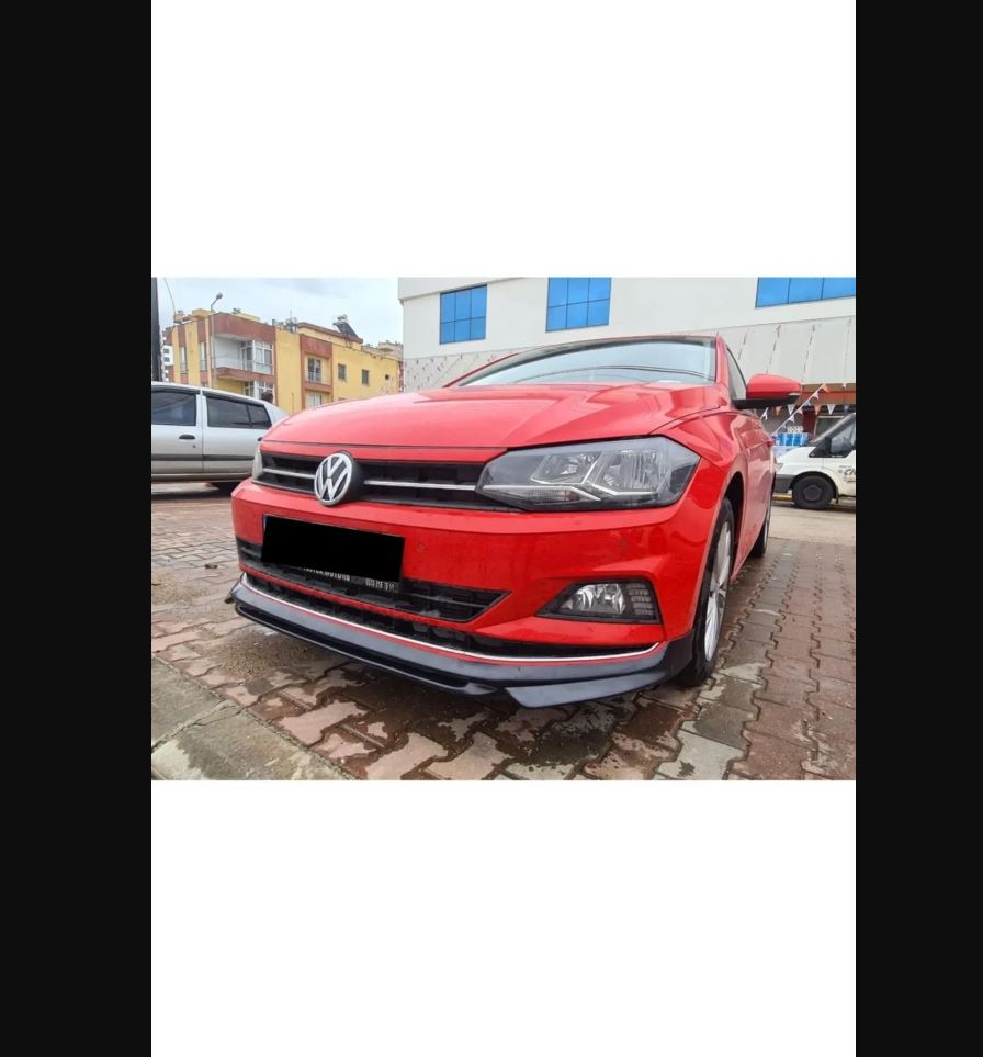 Front Lip Insert for VW Volkswagen Polo Mk6 (2018–2021) – Gloss Black Plastic Bumper Cover Trim | Sport Styling Kit