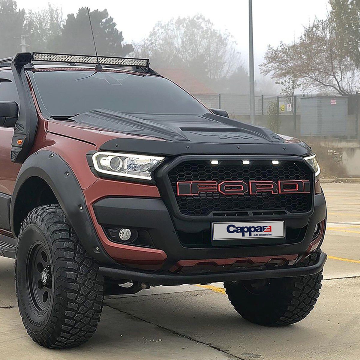 For Ford Ranger 2016–2020 Hood Deflector – Glossy Black Front Bug Shield & Bonnet Protector Spoiler