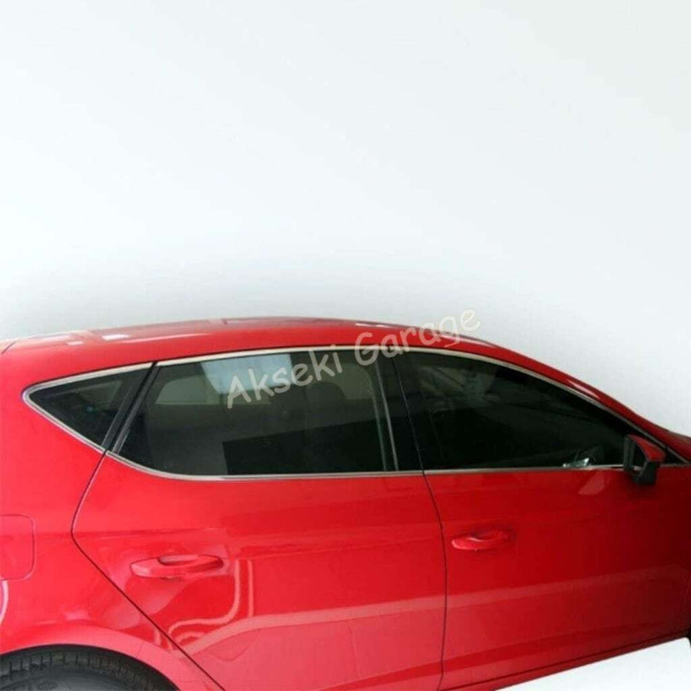 12-Piece Chrome Window Streamer Trim for Seat Leon 2013-2019 Full Tour – Premium Stainless Steel