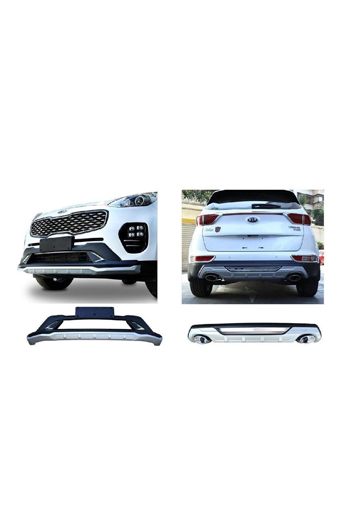 For Kia Sportage KX5 2016–2018 Front & Rear Protection Diffuser Set – Glossy Black Body Kit