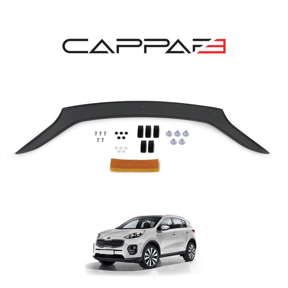 Kia Sportage 2016–2019 Front Hood Deflector – Glossy Black Bug Shield & Hood Protection Spoiler