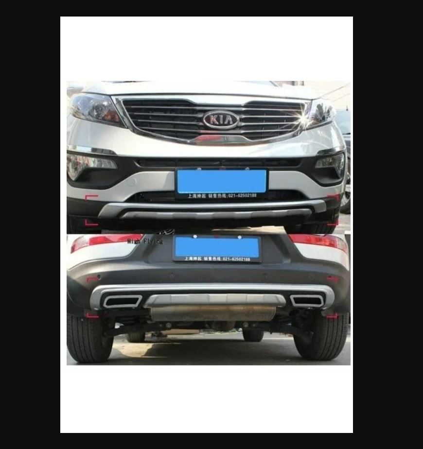 For Kia Sportage 2010-2015 Front & Rear Protection Diffuser Splitter Set – Glossy Black Bumper Upgrade