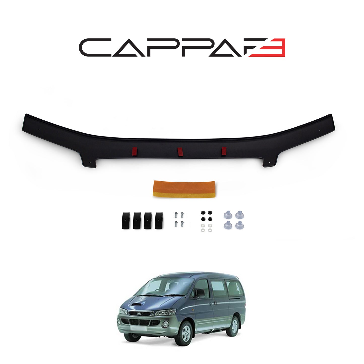For Hyundai Starex Front Hood Protection Spoiler – Glossy Black Bug Shield & Hood Deflector Guard (2003–2008)