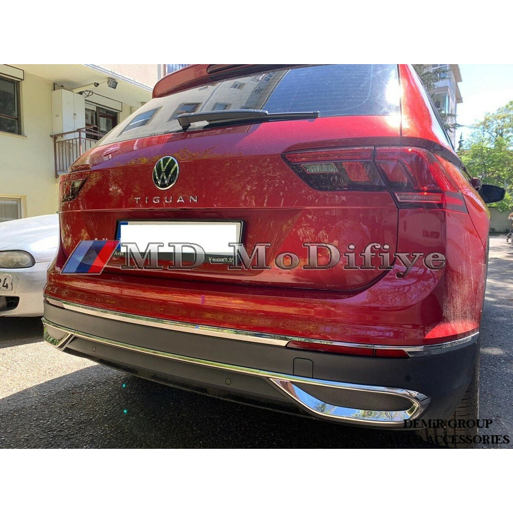 Chrome Exhaust Diffuser for VW Volkswagen Tiguan 2 (2020–2024) – Sporty Rear Upgrade
